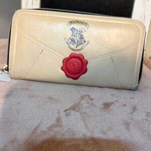 Hogwarts Letter Cream Zip-Around Wallet with Red Seal Accent